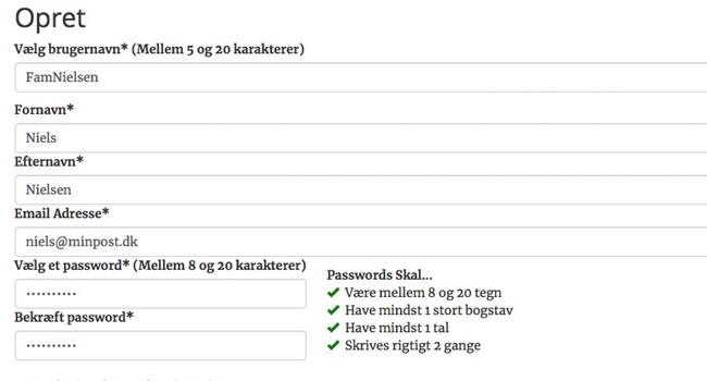ønskeseddel opret bruger